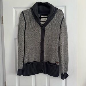 Size S Vintage Roots Wool Blend Grey Heathered Cardigan Sweater